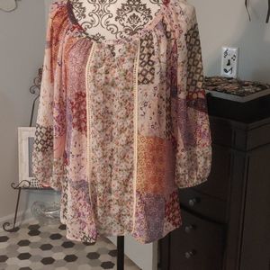 Multi color semi sheer top